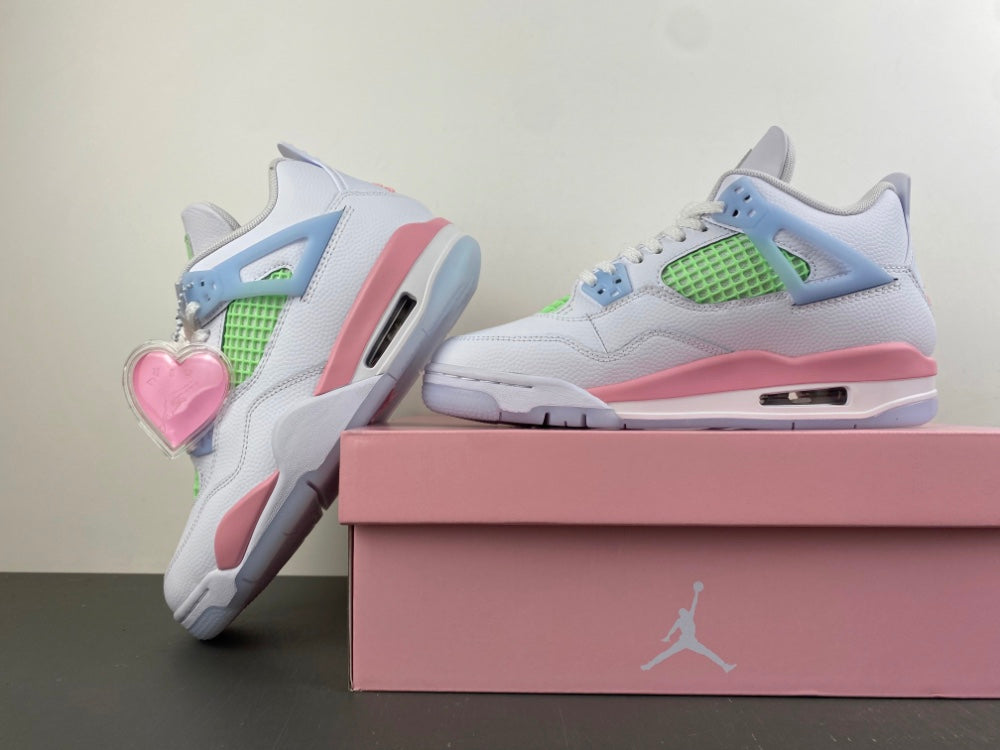 Retro Low Top Sneakers, White Green Pink Colorway, Valentine Design, Lace Up Design, Casual Gift for Sneaker Fans