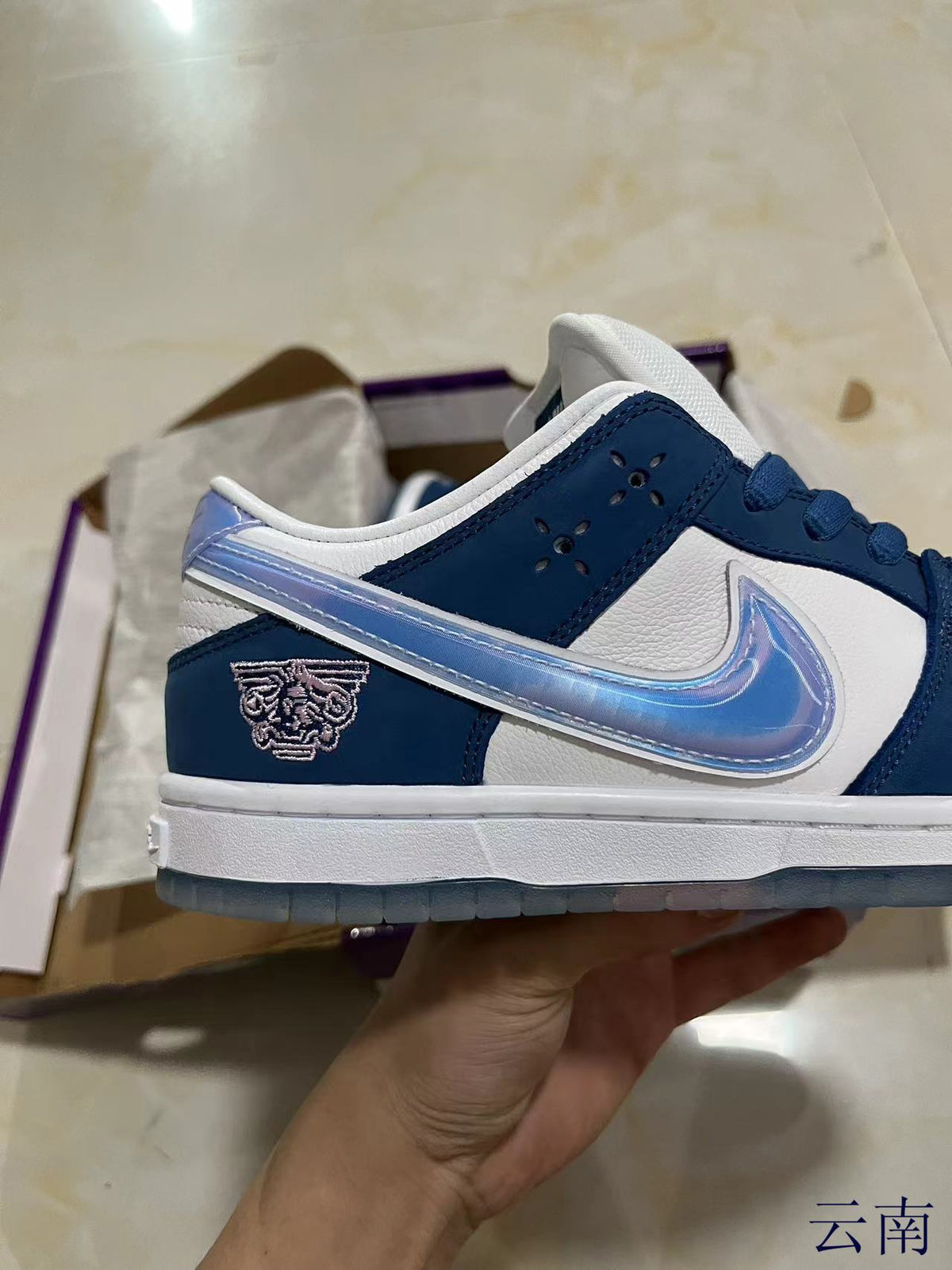 Low Top Sneakers, Blue White Colorway, Lace Up Design, Casual Gift for Sneaker Fans