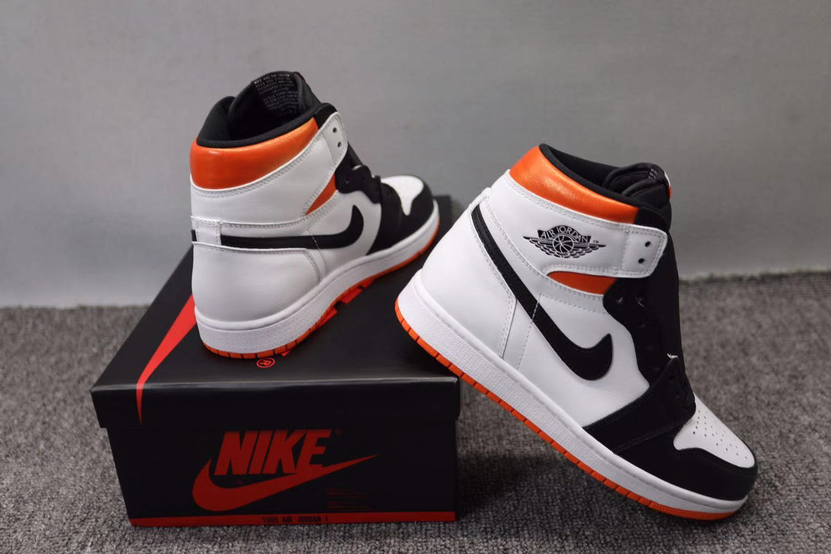 High Top Sneakers, Black White Orange Colorway, Lace Up Design, Casual Gift for Sneaker Fans
