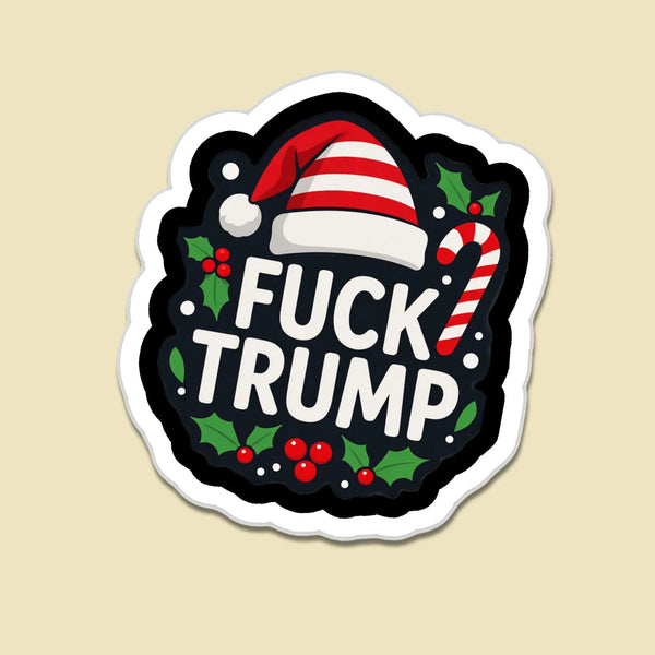 Humorous Santa Hat Political Protest Fridge Magnet, Anti-Trump Christmas Magnet, Liberal Democrat Humor Magnet, Anti GOP Holi
