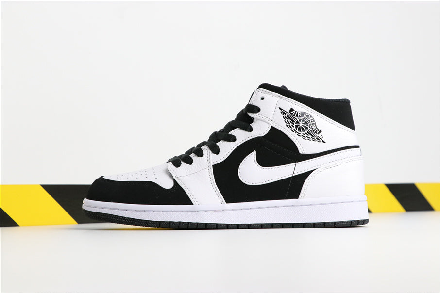 Mid Top Sneakers, White Black Colorway, Lace Up Design, Casual Gift for Sneaker Fans