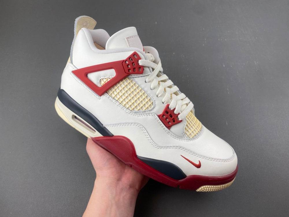 Low Top Sneakers, Beige Red Colorway, Lace Up Design, Casual Gift for Sneaker Fans