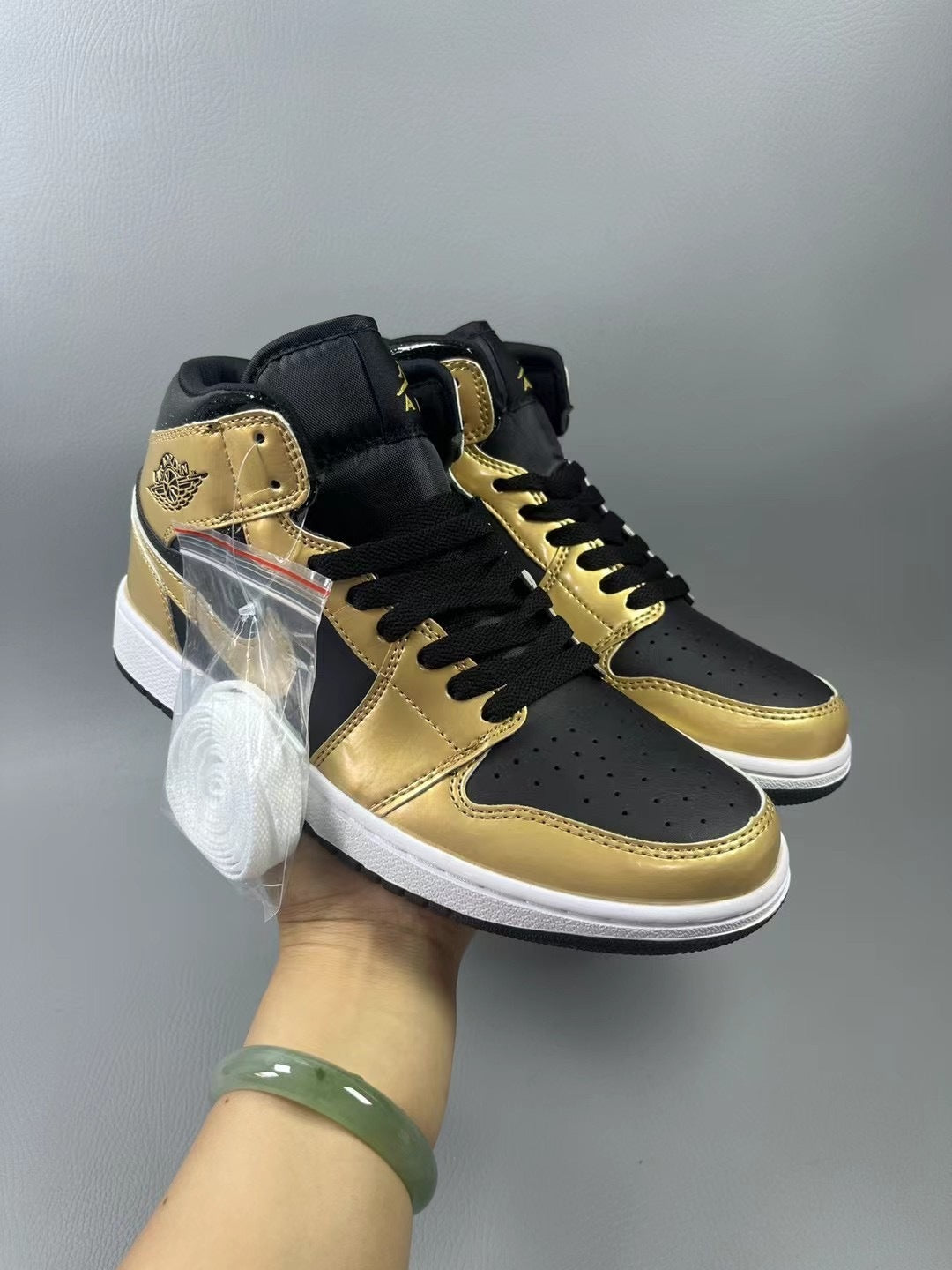 High Top Sneakers, Gold Colorway, Lace Up Design, Casual Gift for Sneaker Fans