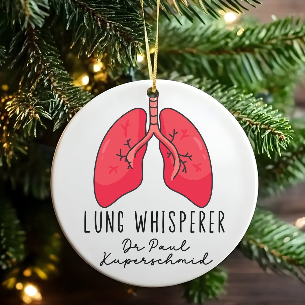 Pulmonologist Doctor Christmas Ornament, Lung Whisperer Ceramic Ornament, Respiratory Medical Ornament, Glossy Keepsake, Hosp