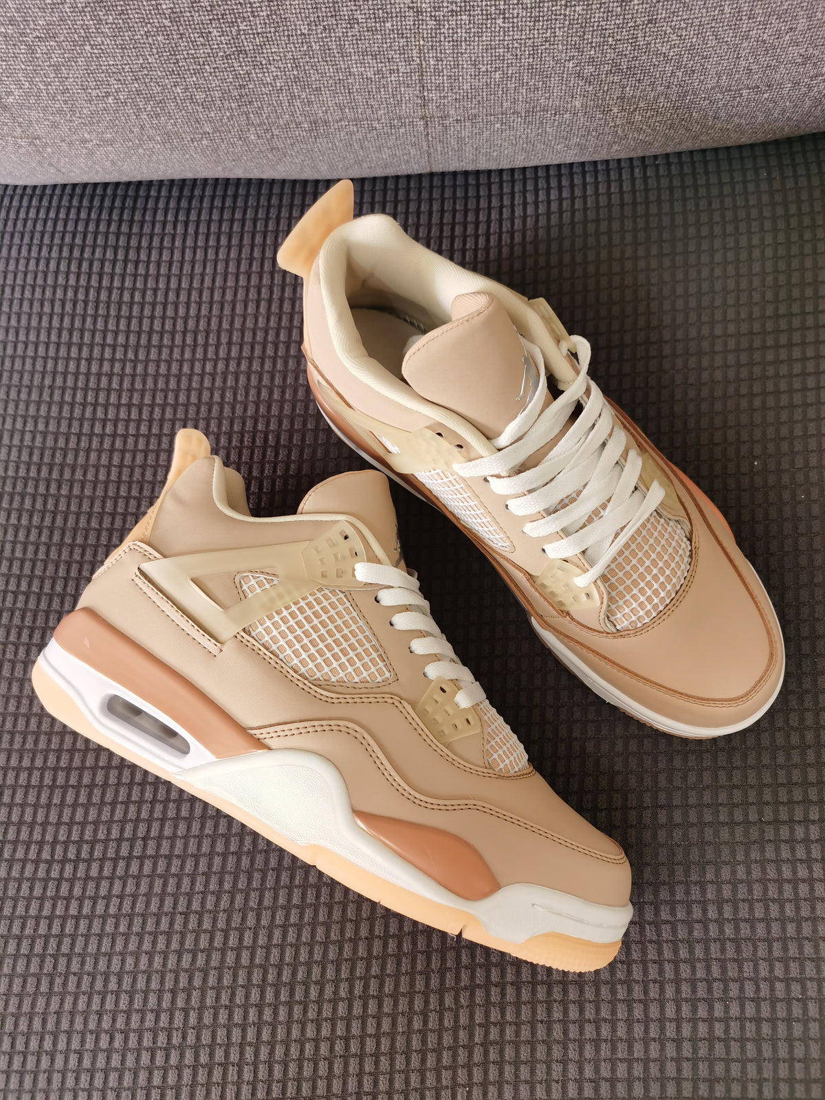 Retro Basketball Shoes, Tan Colorway, Lace Up Design, Casual Gift for Shoe Lovers