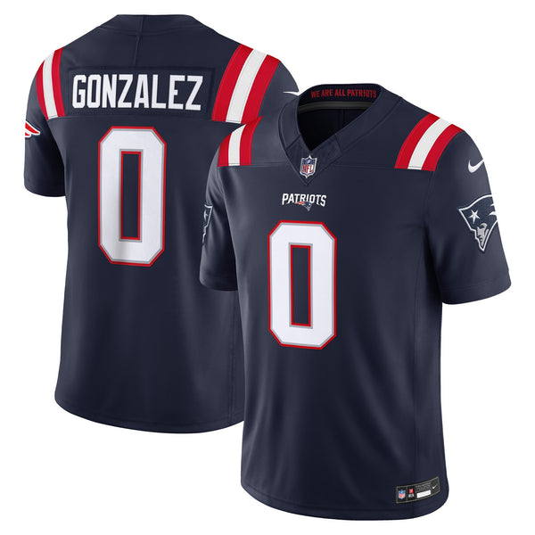 New England Patriots Christian Gonzalez Navy Team Vapor F.U.S.E. Stitched Limited Jersey