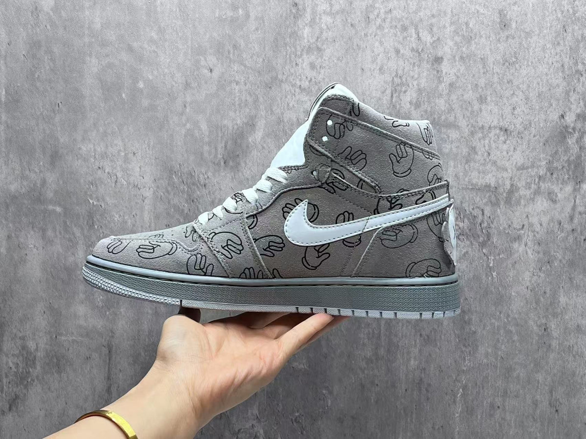 High Top Sneakers, Gray Colorway, Lace Up Design, Casual Gift for Sneaker Fans