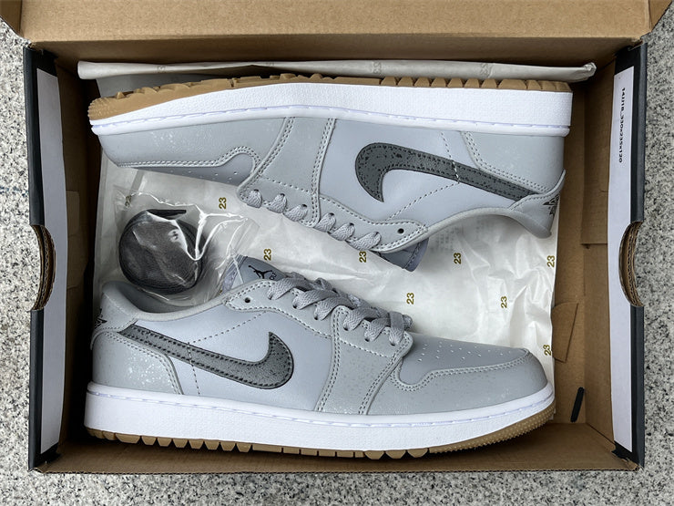 Low Top Golf Shoes, White Gray Colorway, Lace Up Design, Casual Gift for Shoe Lovers