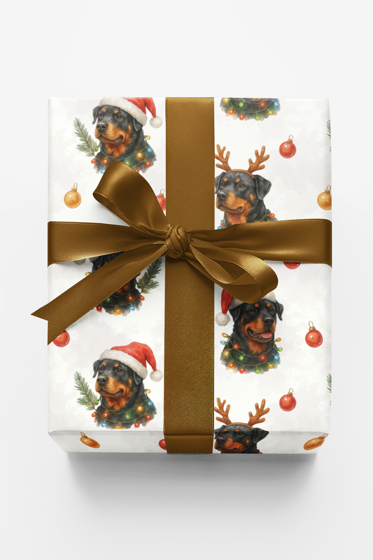 Santa Hat Rottweiler Gift Wrap, Rottweiler Christmas Wrapping Paper, Festive Rottweiler Wrapping Paper, Holiday Dog Lover Gif