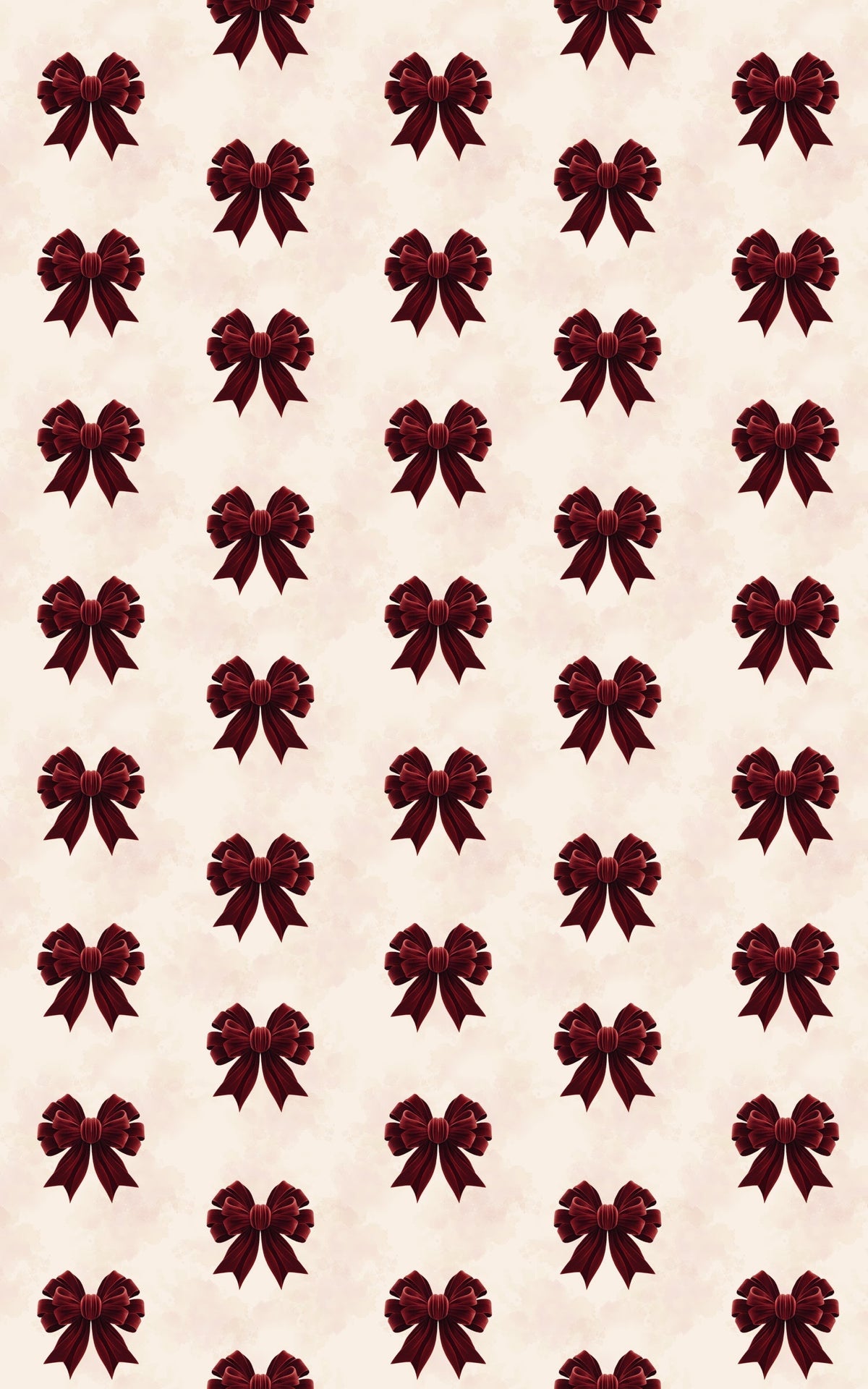Crimson Red Bows Gift Wrap, Velvet Ribbons Wrapping Paper, Cream Holiday Bow Pattern Wrapping Paper, Vintage Christmas Gift W