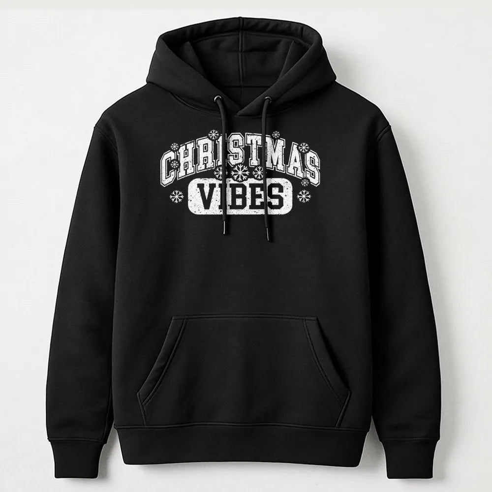 Retro Varsity Snowflake Hoodie, Christmas Vibes Hoodie, Comfy Winter Holiday Hoodie, Adorable Christmas Pullover Sweatshirt, 