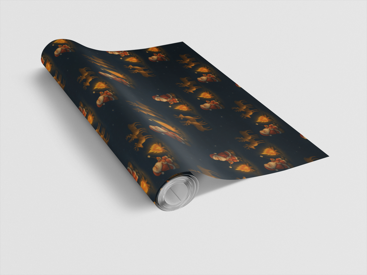 Christmas Camping Gift Wrap, S'mores with Santa Wrapping Paper, Whimsical Holiday Gift Wrapping Paper, Adorable Winter Camp P