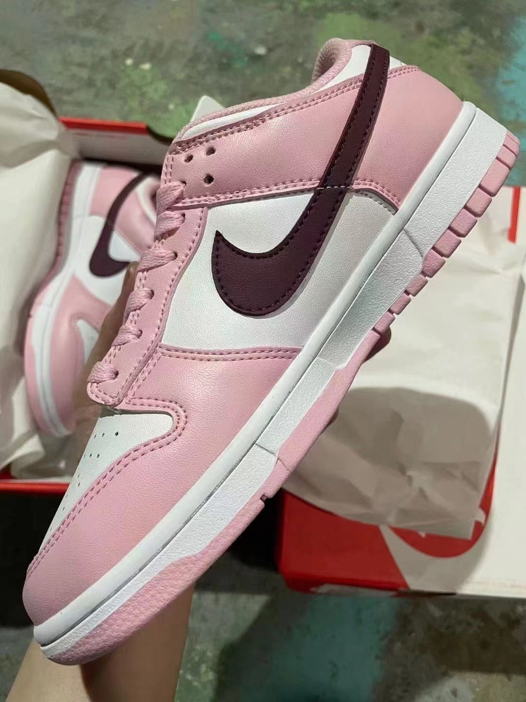 Sneakers, Pink Brown Colorway, Lace Up Design, Casual Gift for Sneaker Fans