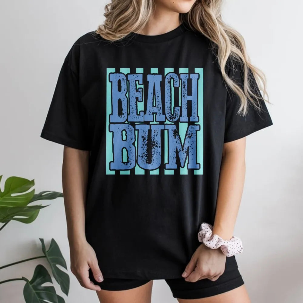 Beach Bum T-Shirt | Retro Summer Vibes Graphic Sweatshirt | Soft Cotton-Blend Pullover | Gift for Beach Lover