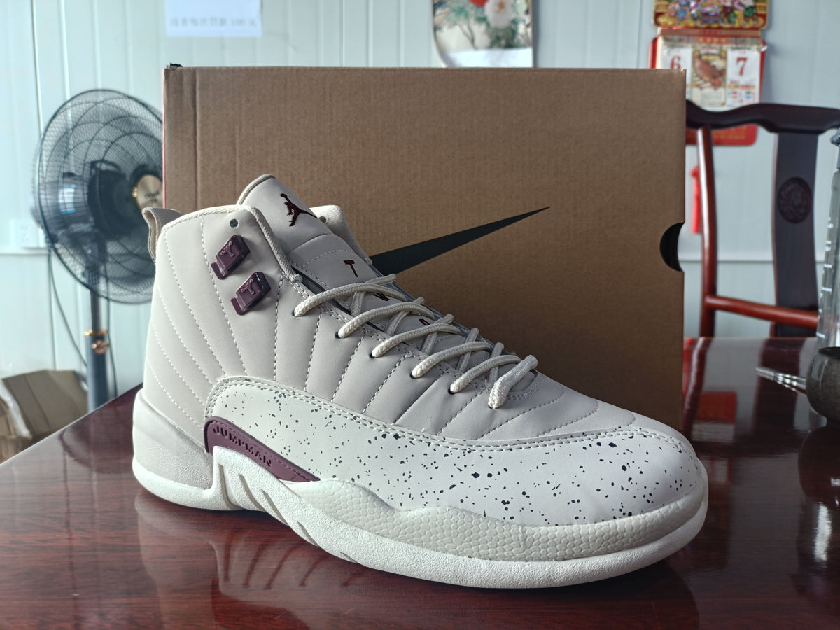 High Top Sneakers, Gray Burgundy Colorway, Lace Up Design, Casual Gift for Sneaker Fans