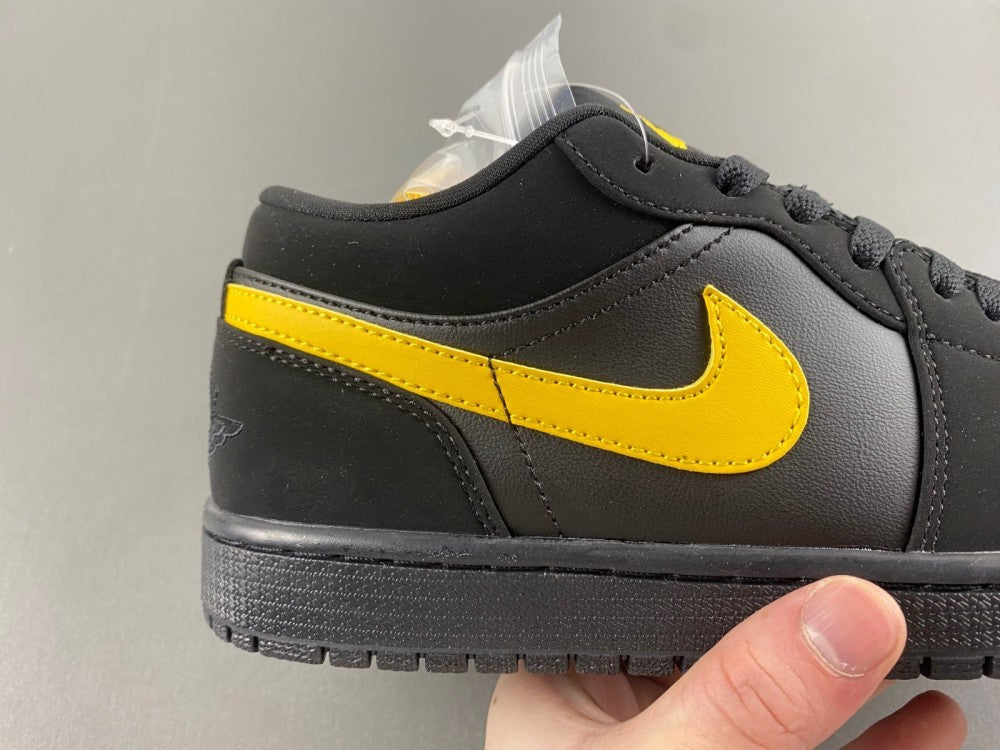 Low Top Sneakers, Black Yellow Colorway, Lace Up Design, Casual Gift for Sneaker Fans