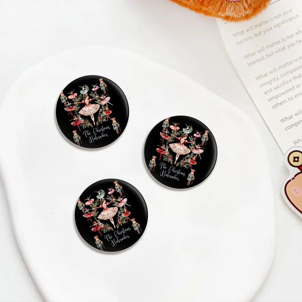 Christmas Ballet Watercolor Dancer Badge, Nutcracker Ballerina Pin Button, Holiday Season Nutcracker Metal Pin, Ballerina Pre