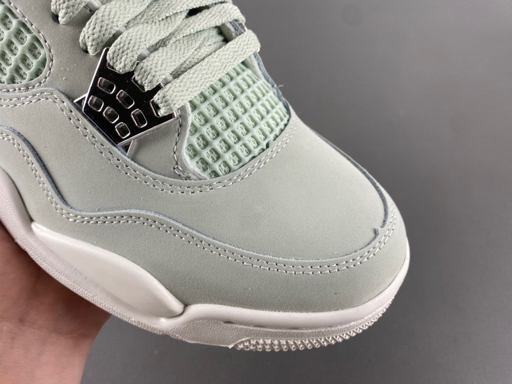 Low Top Sneakers, Green Silver Sail Colorway, Leather Footwear, Lace Up Design, Casual Gift for Sneaker Fans