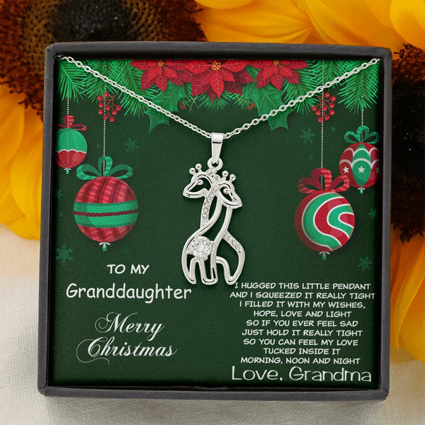 Graceful Love Giraffe Pendant, Granddaughter Giraffe Necklace, 14K White Gold Giraffe Charm Necklace, Sentimental Christmas J