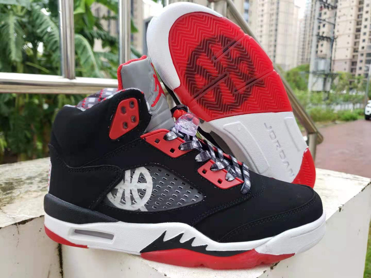 Sneakers, Black Red Colorway, Lace Up Design, Casual Gift for Sneaker Fans