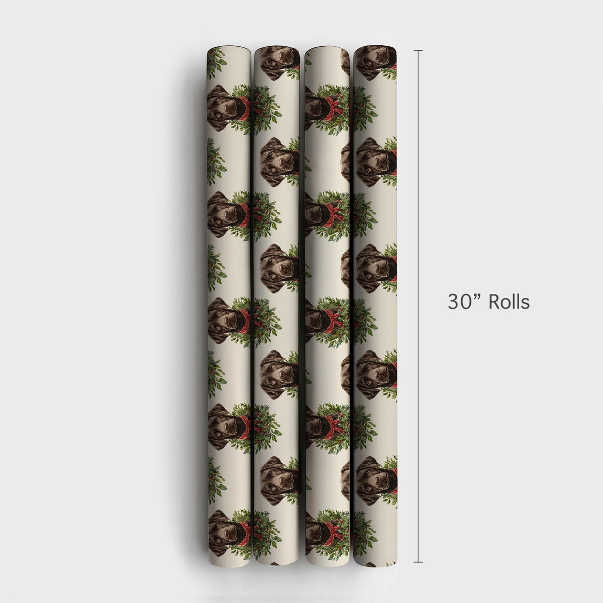 Dog Wreath Holiday Gift Wrap, Chocolate Lab Christmas Wrapping Paper, Labrador Retriever Christmas Wrapping Paper, Pet Lover 
