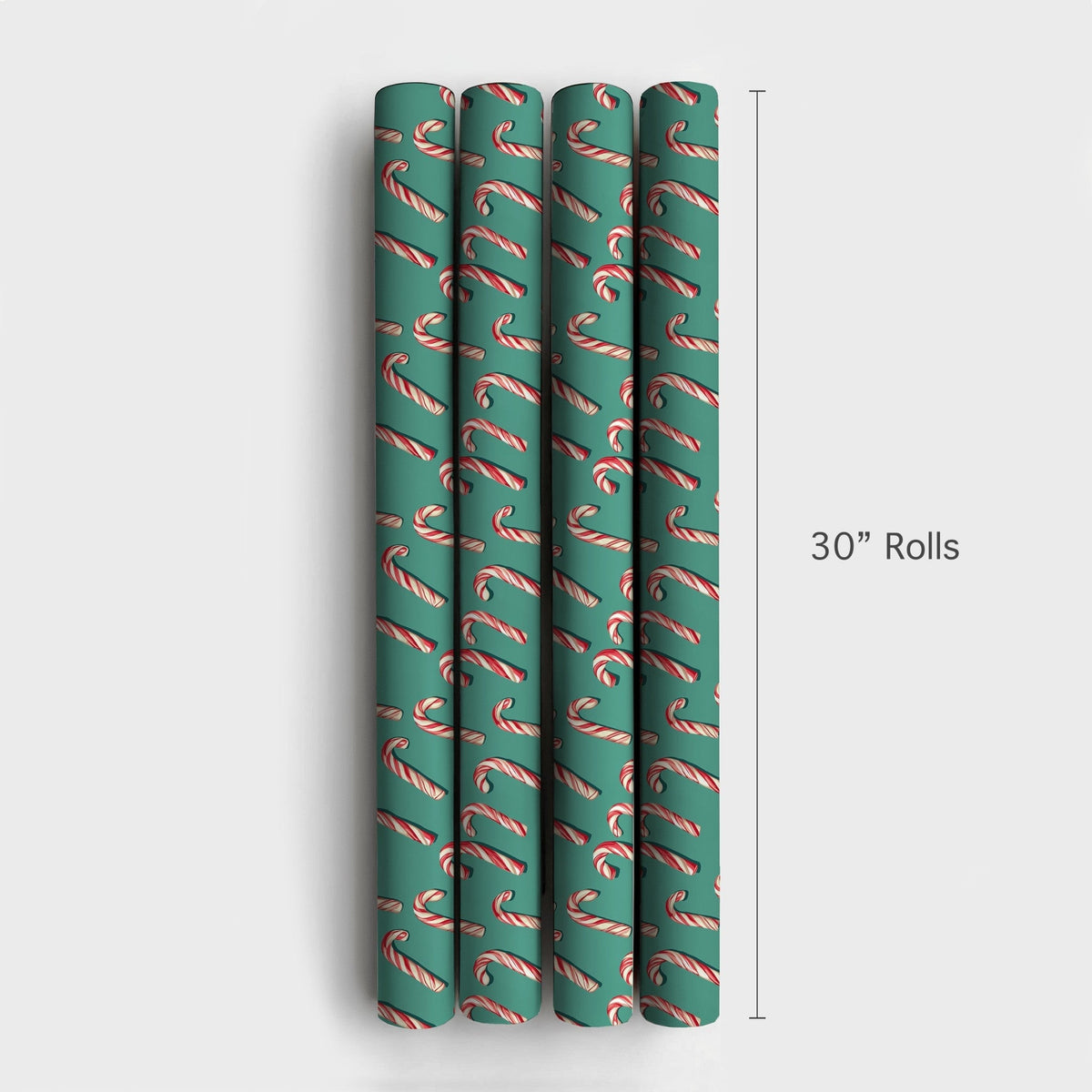 Festive Candy Cane Gift Wrap, Candy Cane Christmas Wrapping Paper, Red and White Candy Cane Present Paper, Teal Holiday Wrapp