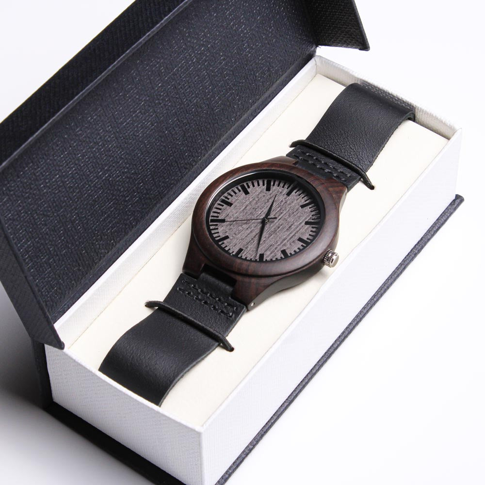 Sandalwood Watch, Courage Quote Engraved Wooden Watch for Son, Genuine Leather Band Wood Wristwatch, Birthday Christmas Prese