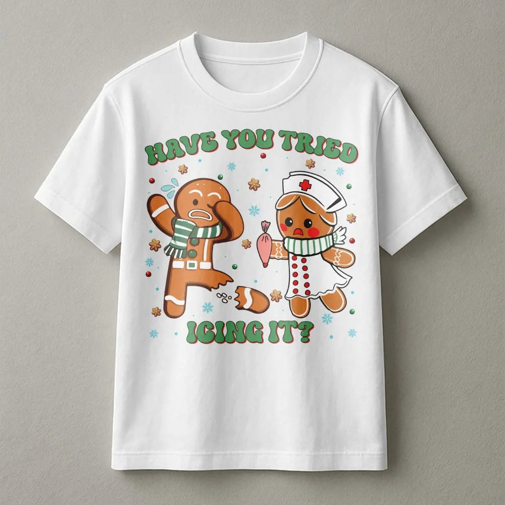 Humorous Medical Holiday Shirt, Gingerbread Icing It Nurse Christmas T-Shirt, Adorable RN Xmas Tee, Healthcare Worker Graphic