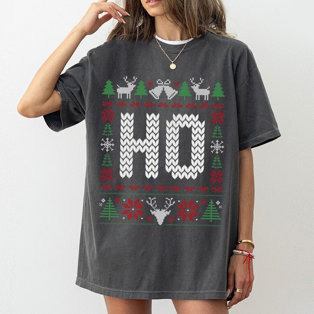 Ugly Christmas Graphic T-Shirt, Humorous Ho Ho Ho Christmas T-Shirt, Matching Holiday T-Shirt, Humorous Xmas Party Shirt, Fes