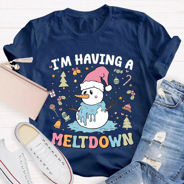 Humorous Winter Holiday Graphic Shirt, Meltdown Snowman Christmas T-Shirt, Adorable Melting Snowman Humor Xmas Tee, Present