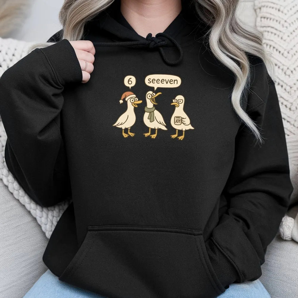 Adorable Goose Math Joke Sweatshirt, Humorous 6 7 Teacher Christmas Hoodie, Holiday Math Teacher Pullover, Educator Present, 