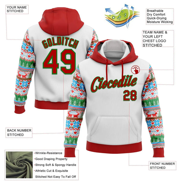 Personalized Name and Number Pullover Hoodie, Custom Christmas Sports Hoodie, Festive Game Day Holiday Hoodie, Fan Present Sw