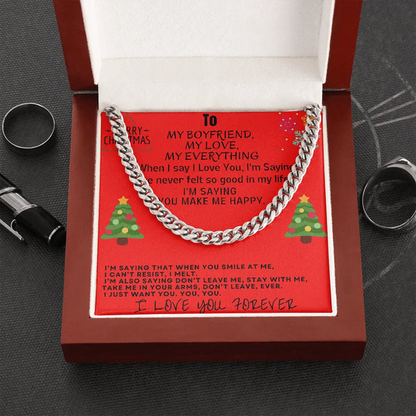 Polished Stainless Steel Chain Necklace, Boyfriend Cuban Link Chain Necklace, Mens 5mm Chain Necklace, Romantic Christmas Pre