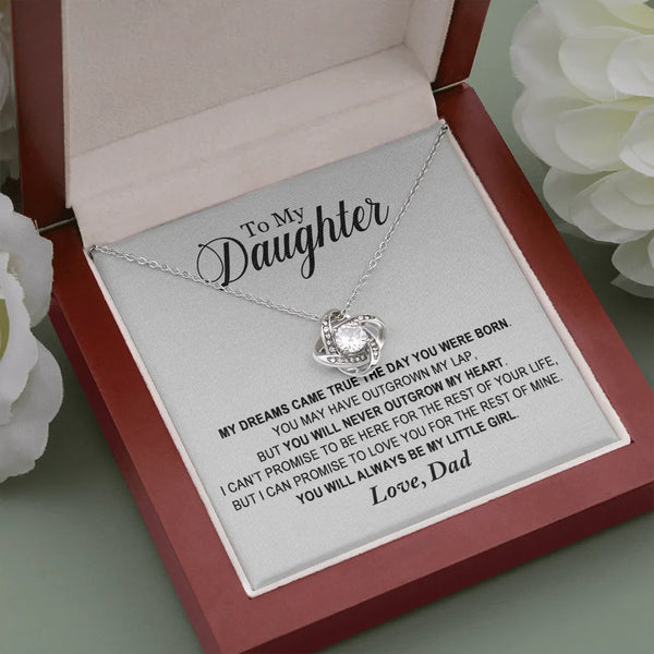 Love Knot Pendant Present from Dad, To My Daughter Love Knot Necklace, 14k White Gold Knot Jewelry, Birthday Christmas Presen