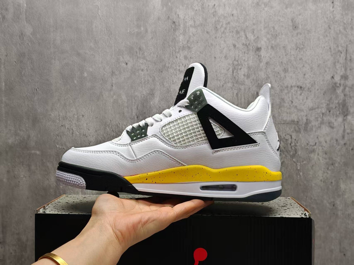Mid Top Sneakers, White Black Yellow Colorway, Lace Up Design, Casual Gift for Sneaker Fans