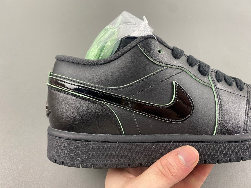 Low Top Sneakers, Black Green Colorway, Lace Up Design, Casual Gift for Sneaker Fans