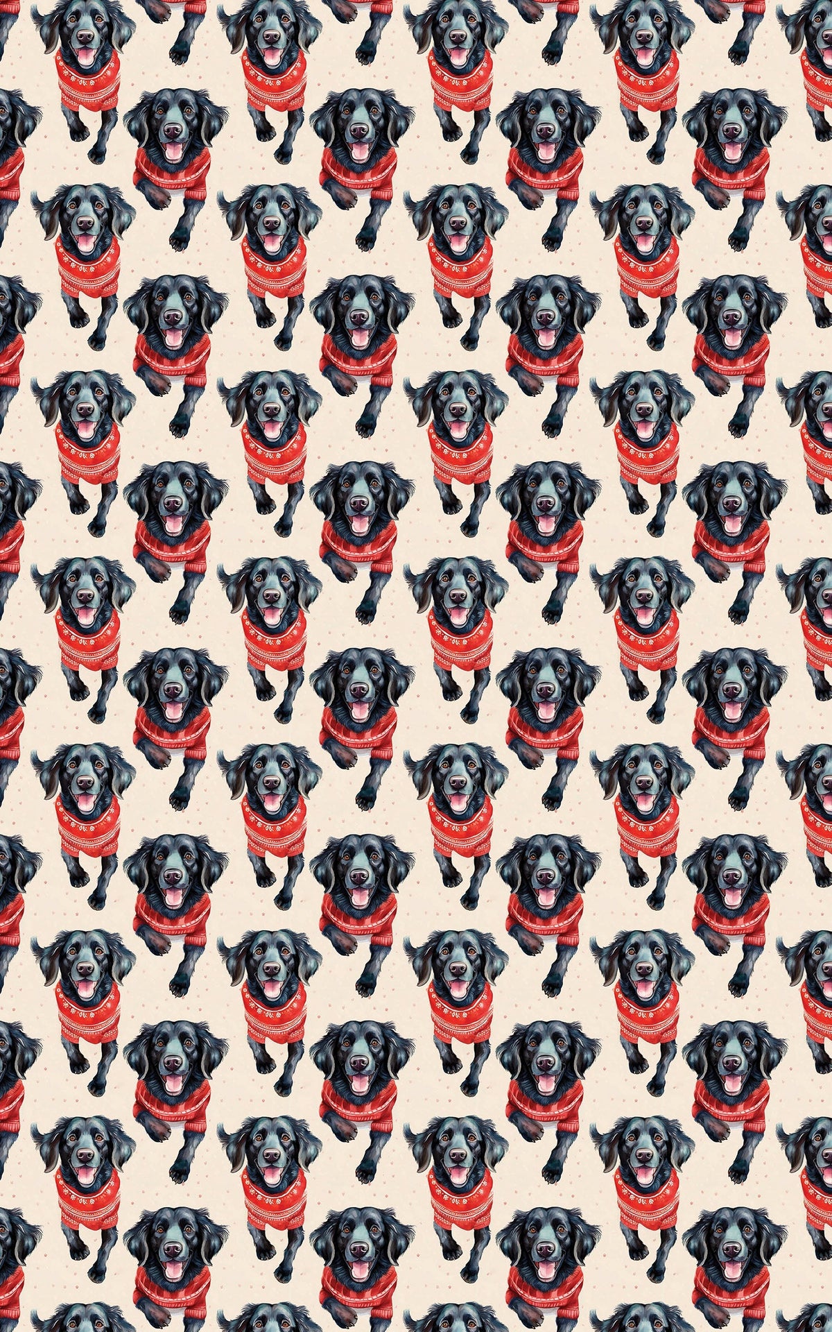 Dog in Sweater Gift Wrap, Flat-Coated Retriever Christmas Wrapping Paper, Watercolor Dog Present Paper, Festive Dog Lover Wra