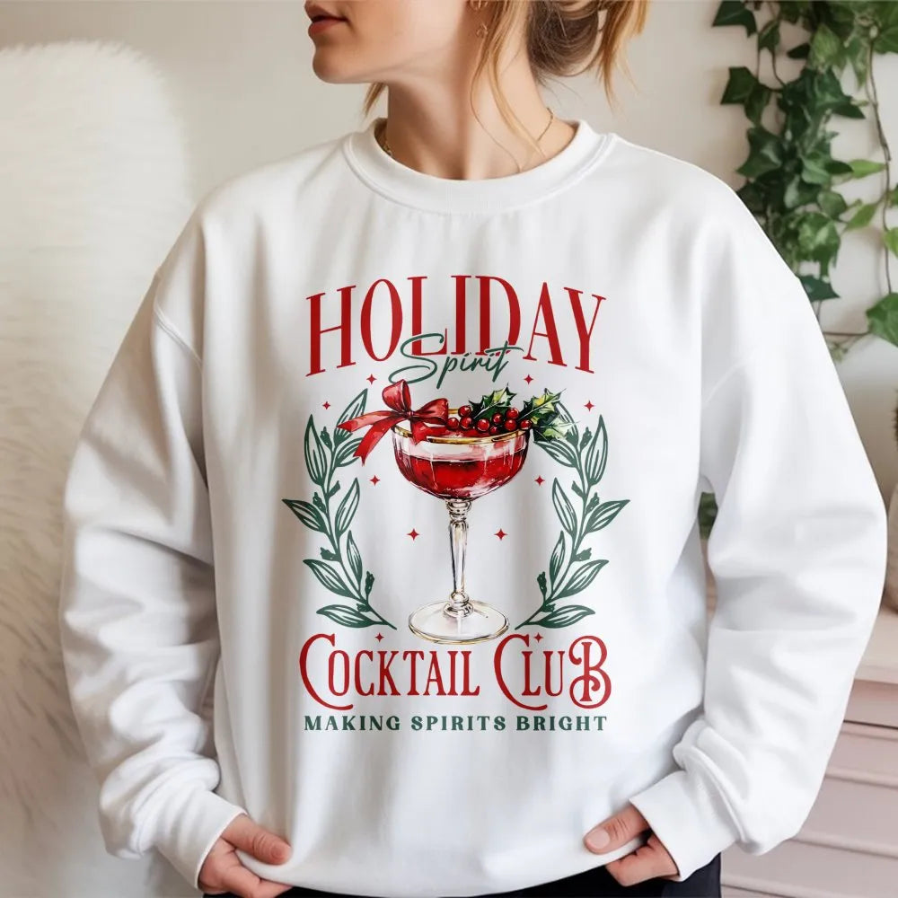 Christmas Cocktail Crewneck, Holiday Cocktail Club Sweatshirt, Festive Drink Graphic Sweater, Winter Party Pullover, Holiday 