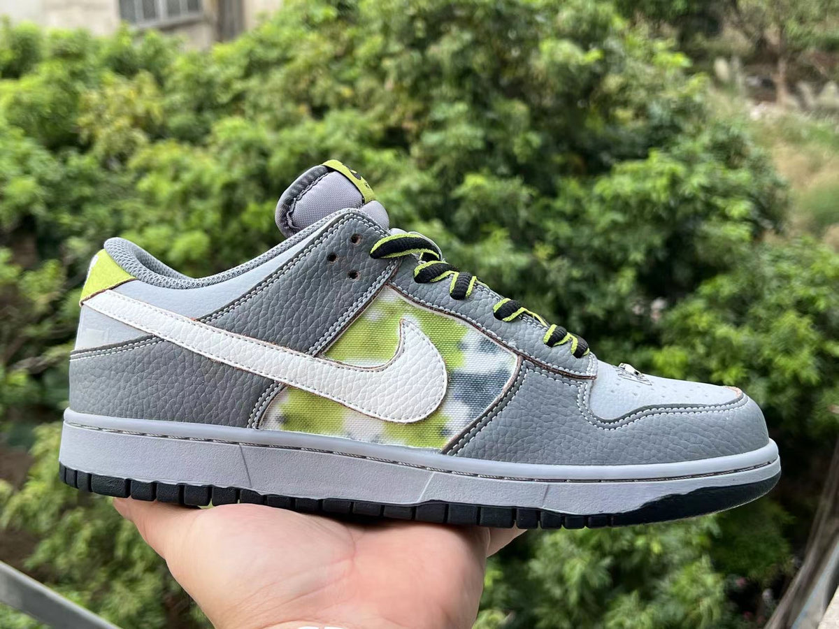 Low Top Sneakers, Gray Yellow Colorway, Lace Up Design, Casual Gift for Sneaker Fans