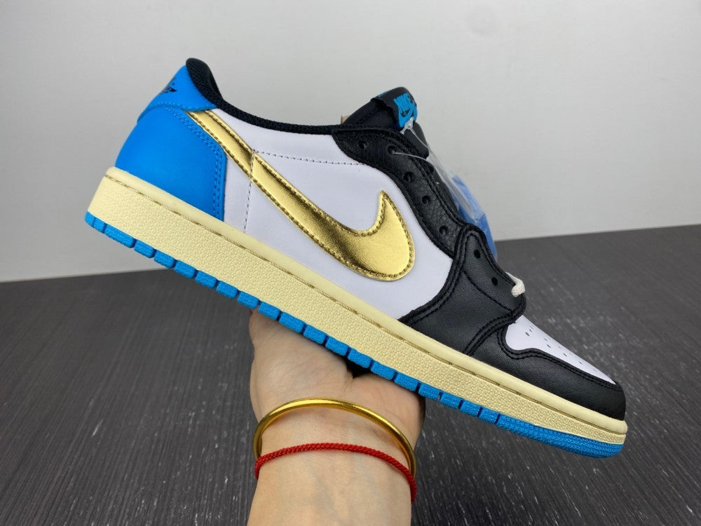 Low Top Sneakers, Blue White Black Gold Colorway, Leather Footwear, Lace Up Design, Casual Gift for Sneaker Fans
