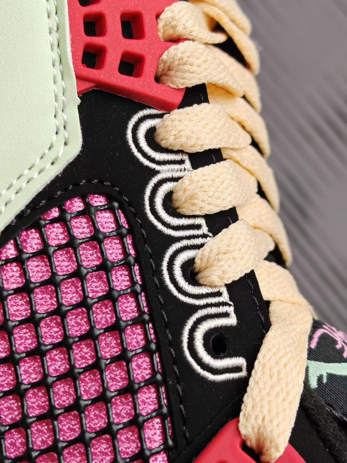 Mid Top Sneakers, Black Red Yellow Colorway, Lace Up Design, Casual Gift for Sneaker Fans