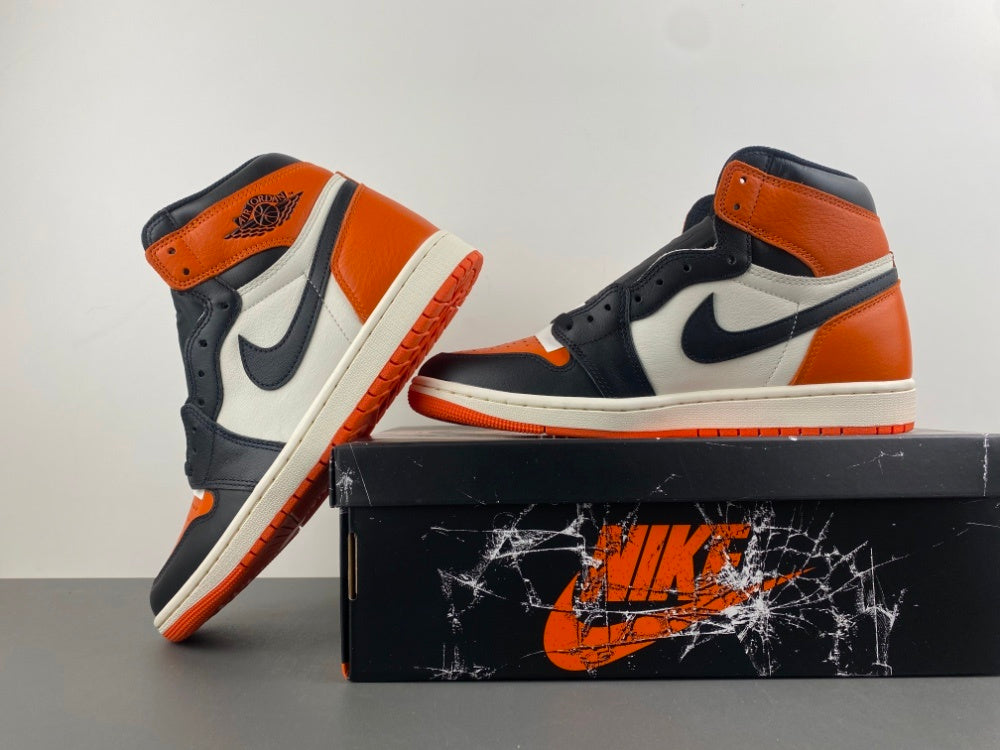High Top Sneakers, White Black Orange Colorway, Lace Up Design, Casual Gift for Sneaker Fans