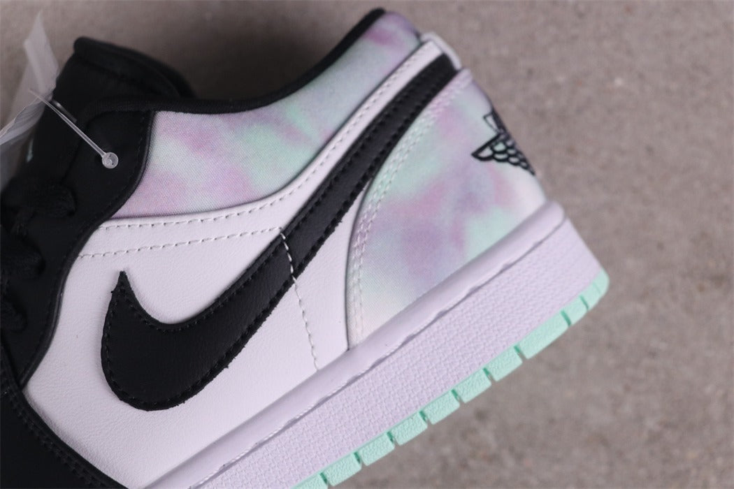 Low Top Sneakers, Black Green Colorway, Tie Dye Pattern, Gradient Colorway, Lace Up Design, Casual Gift for Sneaker Fans