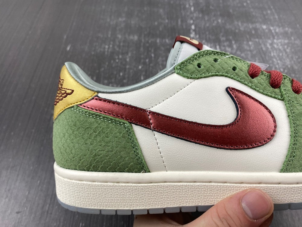 Low Top Sneakers, White Red Green Gold Colorway, Lace Up Design, Casual Gift for Sneaker Fans