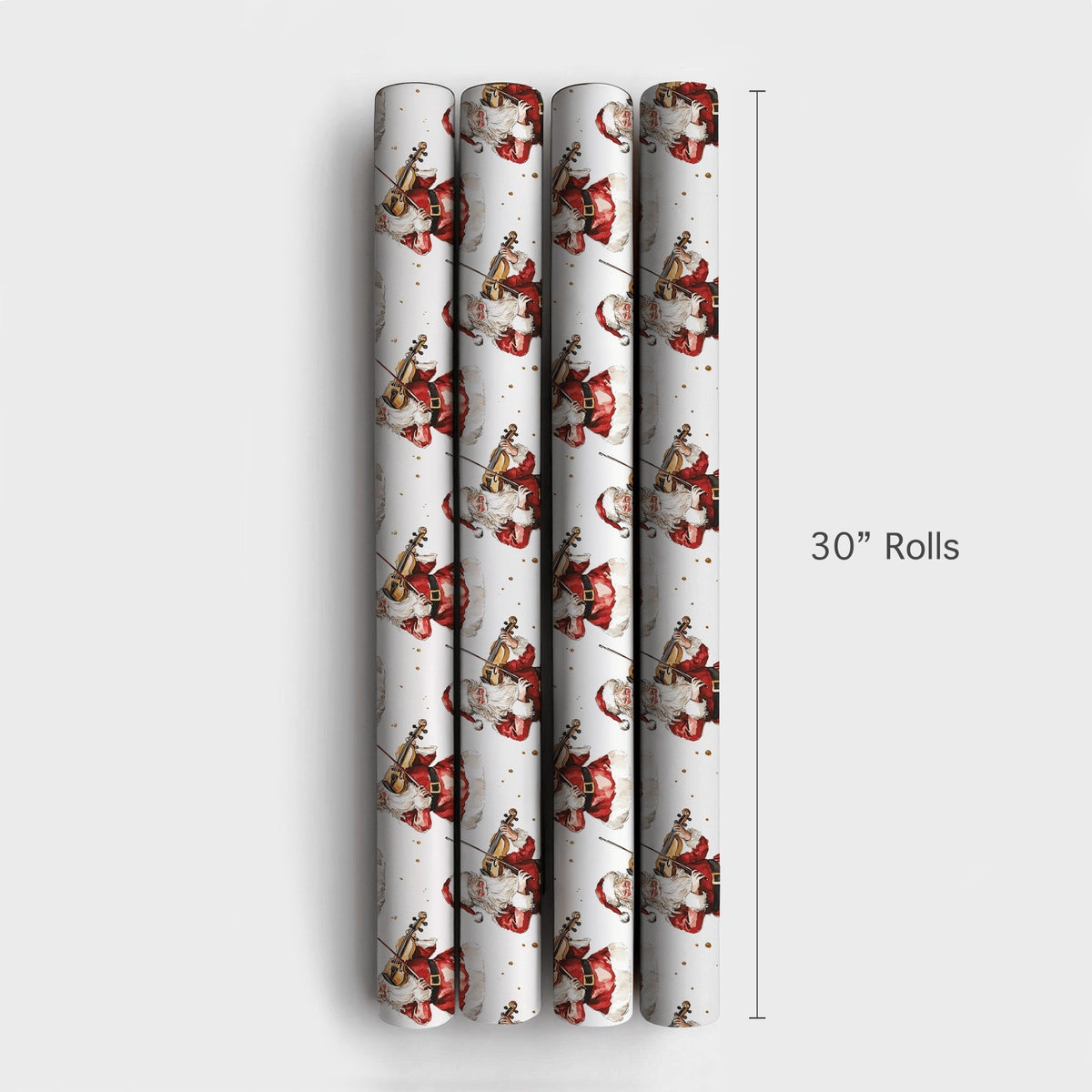 Watercolor Christmas Wrapping Paper Roll, Musical Santa Violinist Wrapping Paper, Classical Music Gift Wrap, Holiday Santa Wr