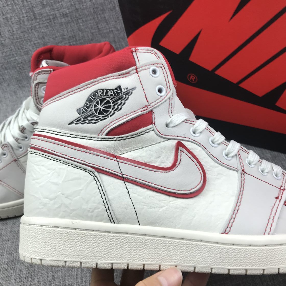 High Top Sneakers, White Red Colorway, Lace Up Design, Casual Gift for Sneaker Fans