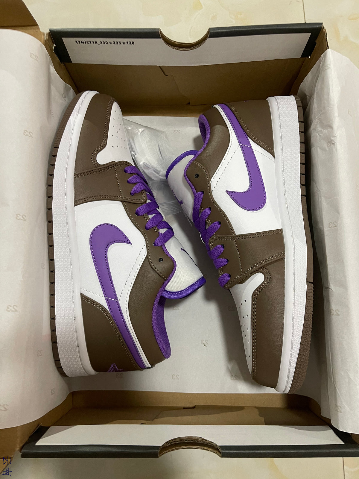 Low Top Sneakers, White Purple Brown Colorway, Lace Up Design, Casual Gift for Sneaker Fans