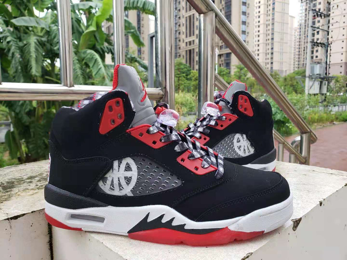 Sneakers, Black Red Colorway, Lace Up Design, Casual Gift for Sneaker Fans