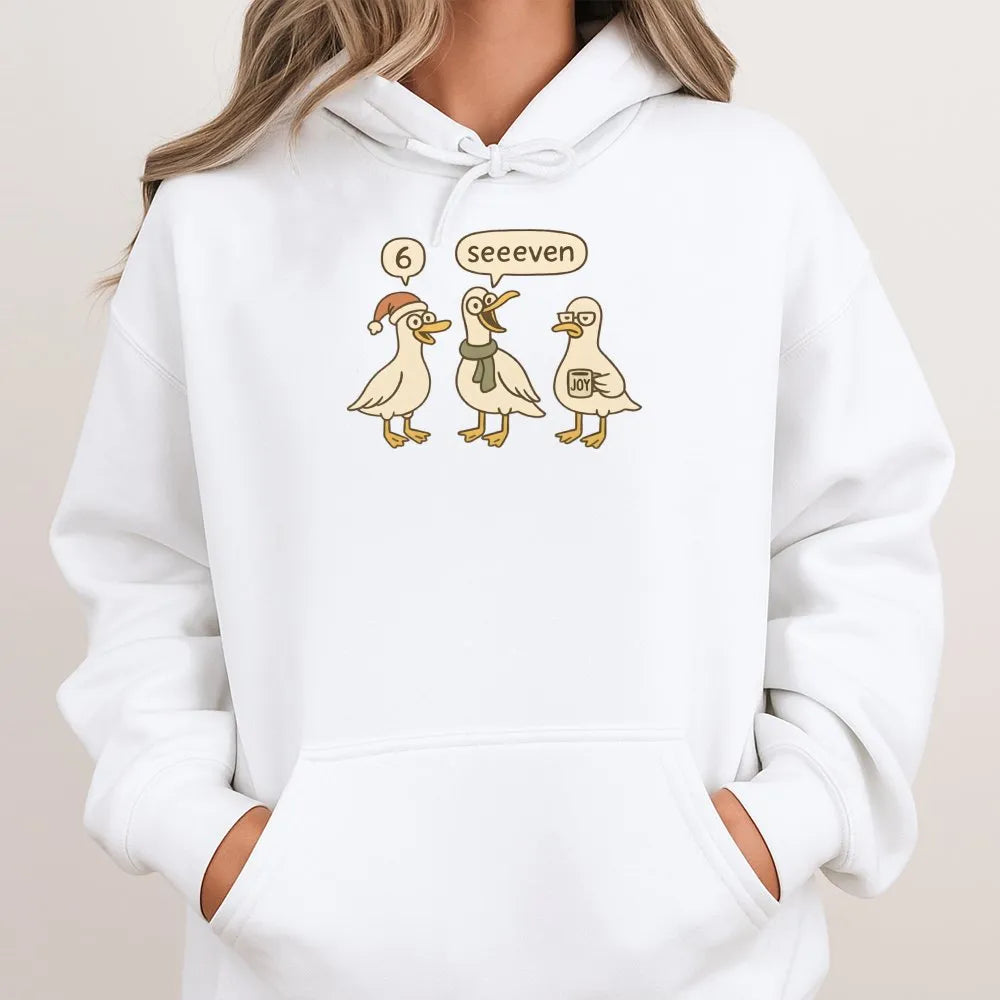 Adorable Goose Math Joke Sweatshirt, Humorous 6 7 Teacher Christmas Hoodie, Holiday Math Teacher Pullover, Educator Present, 
