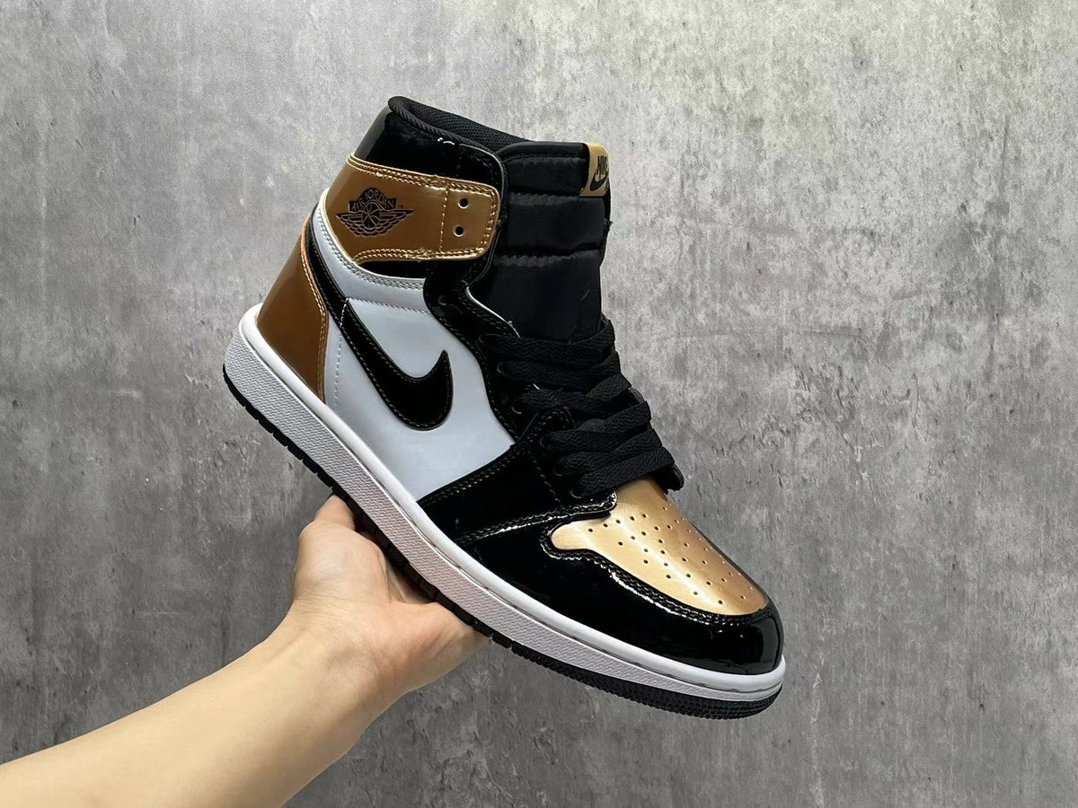 High Top Sneakers, Black Gold Colorway, Mismatched Colorway, Lace Up Design, Casual Gift for Sneaker Fans